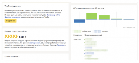 В блоке Достижения и статистика Яндекс.Вебмастера появился индекс скорости сайта