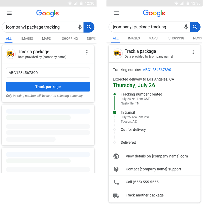 Google позволит отслеживать посылки прямо в результатах поиска