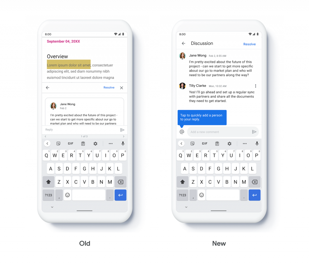 Google обновил интерфейс комментариев в Google Docs на Android