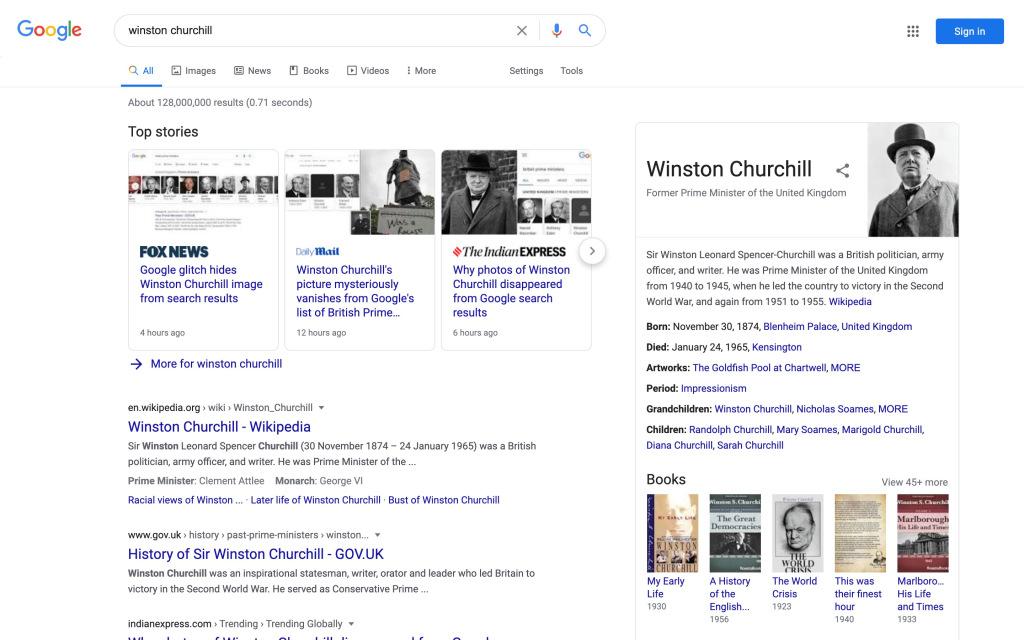 Google извинился за исчезновение фото Уинстона Черчилля из Сети знаний