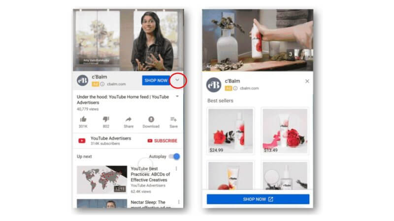 YouTube тестирует новый рекламный формат Shoppable TrueView for action